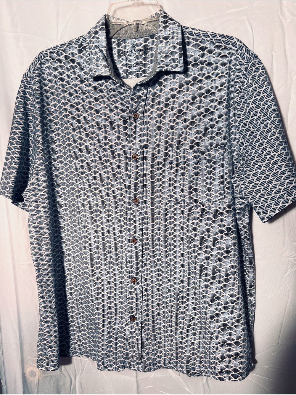 Tailor Vintage Men’s Printed Button Up Shirt Blue Size Large